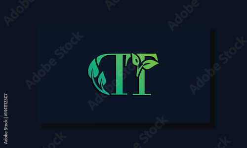 Minimal leaf style Initial DT logo