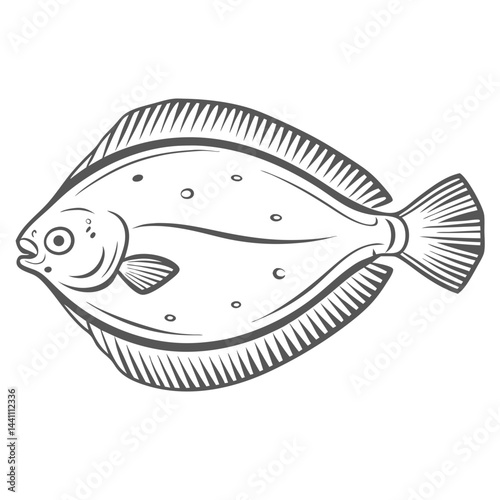 Dover Sole Fish Line Art Illustration
