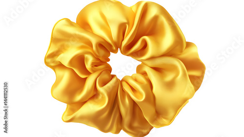 Obraz na płótnie A yellow silk scrunchie Isolated on White and Transparent Background PNG Image.
w salonie