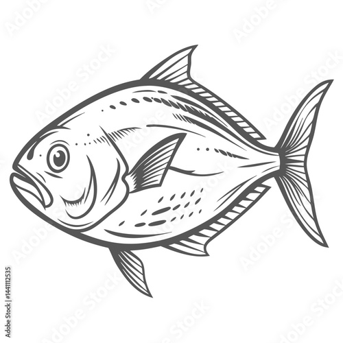 Bluefin Trevally Fish Vector Illustration