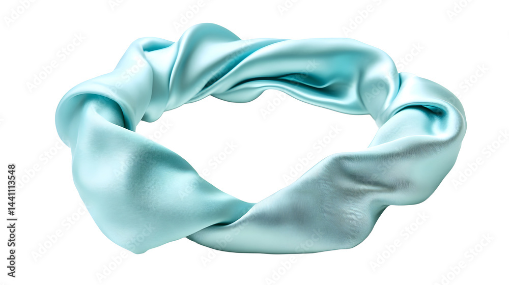 beautiful mintgreen head band made of silk isolated on white background
