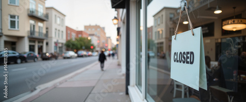 Wallpaper Mural Storefront 'Closed' sign on quiet city block, economic decline Torontodigital.ca