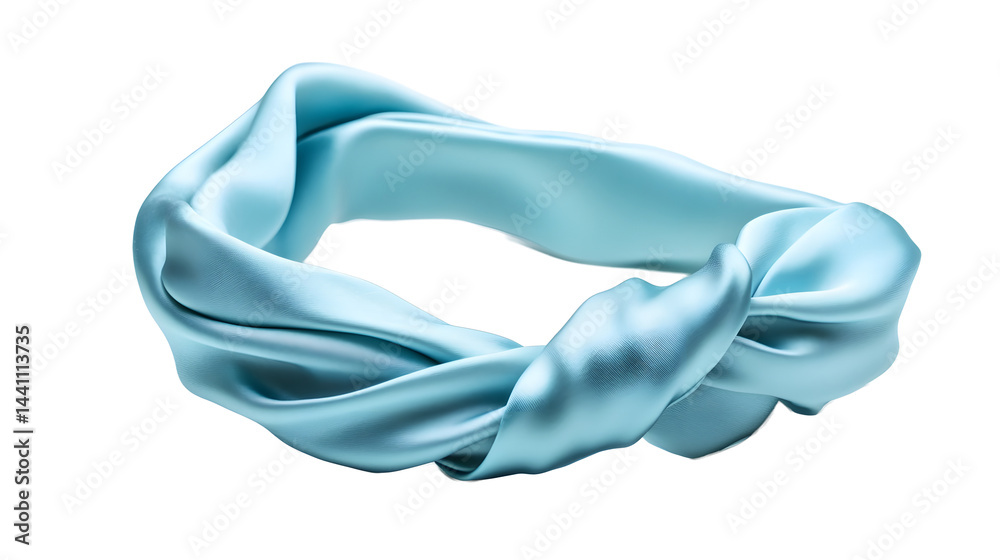 beautiful mintgreen head band made of silk isolated on white background