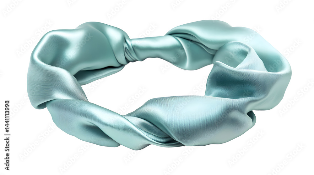 beautiful mintgreen head band made of silk isolated on white background
