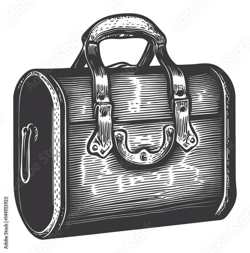 Vintage Hand-Drawn Illustration of a Classic Leather Bag