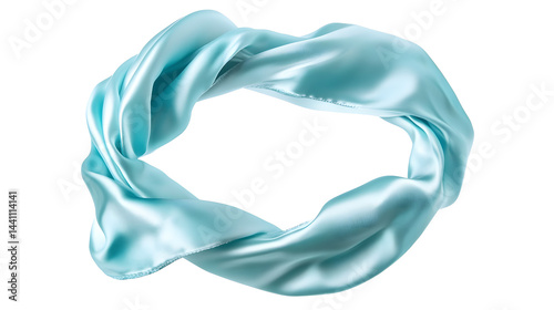 beautiful mintgreen head band made of silk isolated on white background
