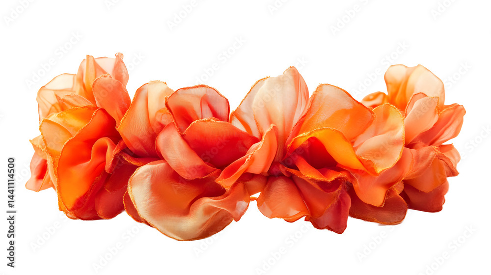 beautiful mintorange head band made of silk isolated on white background