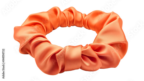 beautiful mintorange head band made of silk isolated on white background
