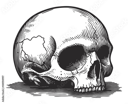 Vintage Hand-Drawn Skull Illustration for Artistic Projects