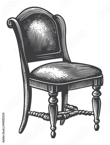 Vintage Hand-Drawn Illustration of a Classic Wooden Chair Design