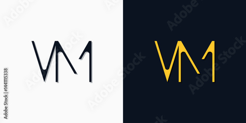 Minimalist abstract initial letters VM logo.