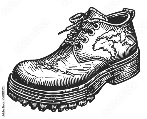Vintage Hand-Drawn Illustration of a Classic Boot Design
