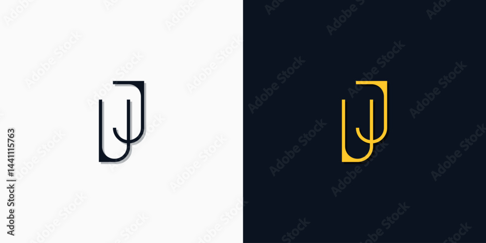 Fototapeta premium Minimalist abstract initial letters UJ logo.