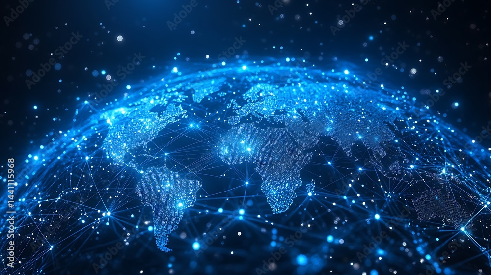 Obraz premium Digital Earth with Glowing Network Connections