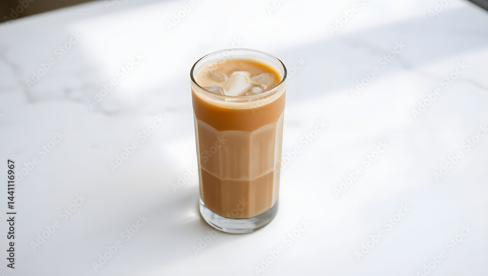 Minimalist Iced Latte Cool, Refreshing Coffee Drink Minimalist Iced Latte Cool, Refreshing Coffee Drink