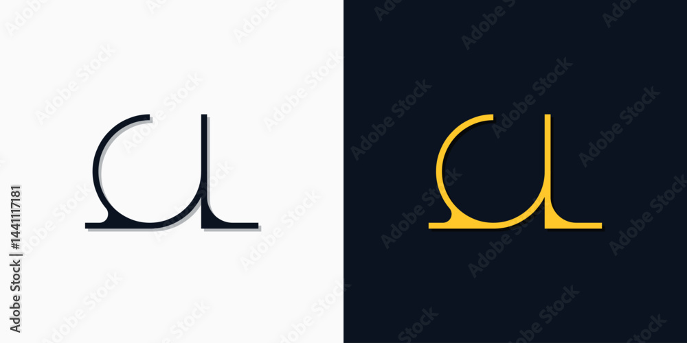 Naklejka premium Minimalist abstract initial letters QL logo