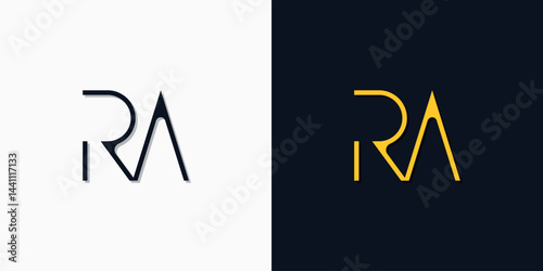 Minimalist abstract initial letters RA logo.
