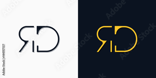 Minimalist abstract initial letters RD logo.