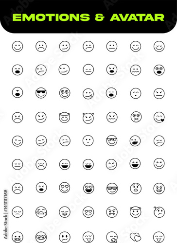 Obraz na płótnie Emotions & Avatar Pack you shared is a super expressive collection of emoji-style icons — perfect for messaging apps, social media platforms, avatars, feedback forms, websites and more w salonie