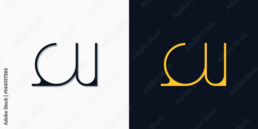 Minimalist abstract initial letters QU logo Minimalist abstract initial letters QU logo