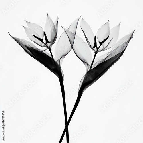 Wallpaper Mural X-ray black and white flowers, elegant, delicate, art Torontodigital.ca