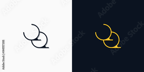 Minimalist abstract initial letters QQ logo