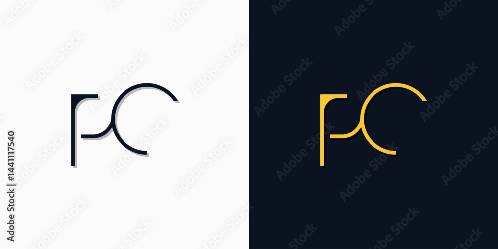 Minimalist abstract initial letters PC logo Minimalist abstract initial letters PC logo