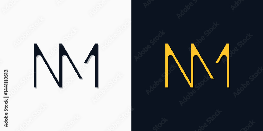 Obraz premium Minimalist abstract initial letters NM logo