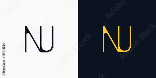 Minimalist abstract initial letters NU logo