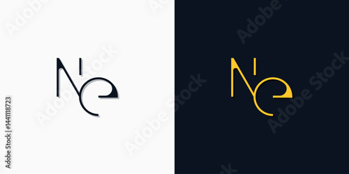 Minimalist abstract initial letters NE logo