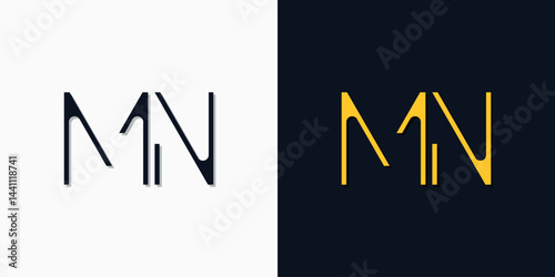 Minimalist abstract initial letters MN logo