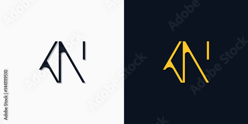 Minimalist abstract initial letters KN logo