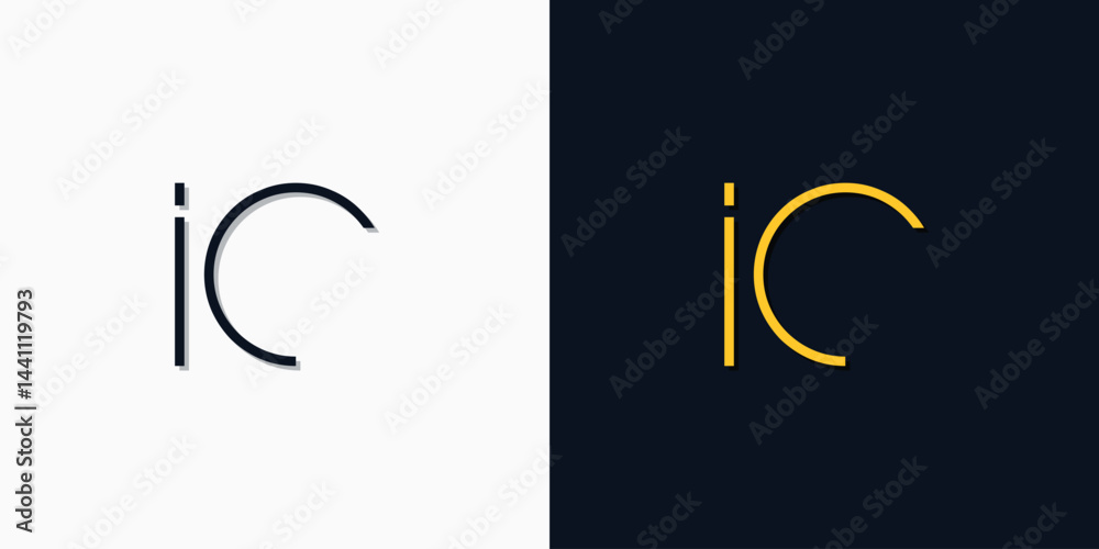 Obraz premium Minimalist abstract initial letters IC logo
