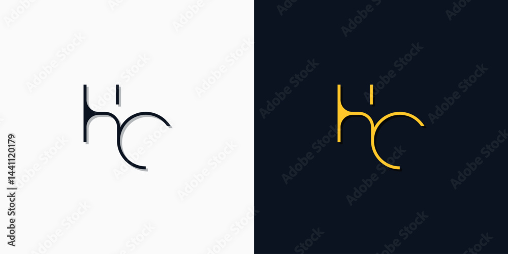 Obraz premium Minimalist abstract initial letters HC logo
