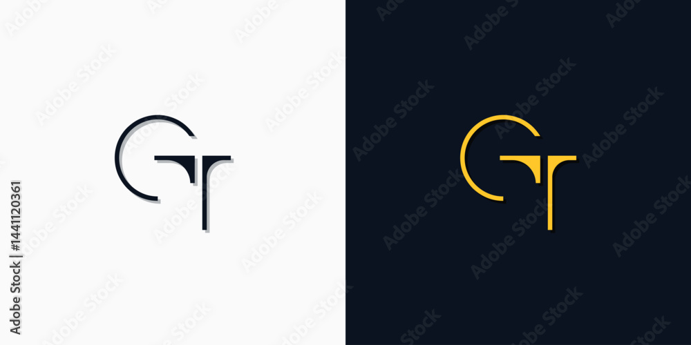 Obraz premium Minimalist abstract initial letters GT log