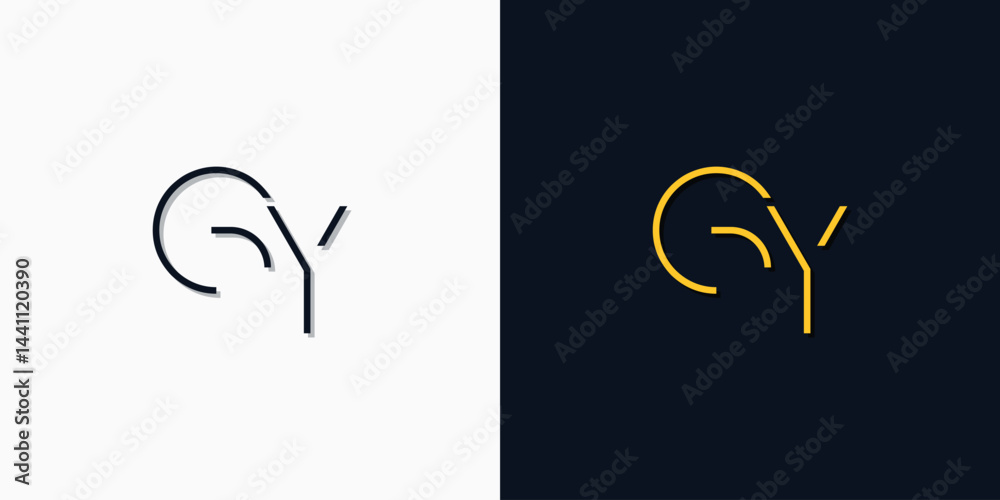 Obraz premium Minimalist abstract initial letters GY log