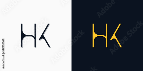 Minimalist abstract initial letters HK logo