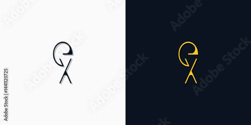 Minimalist abstract initial letters EX logo