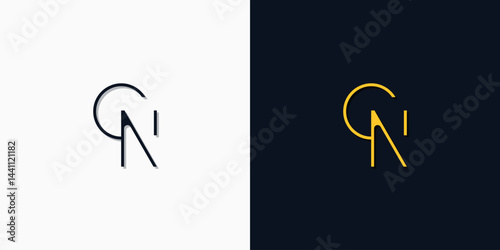 Minimalist abstract initial letters CN logo