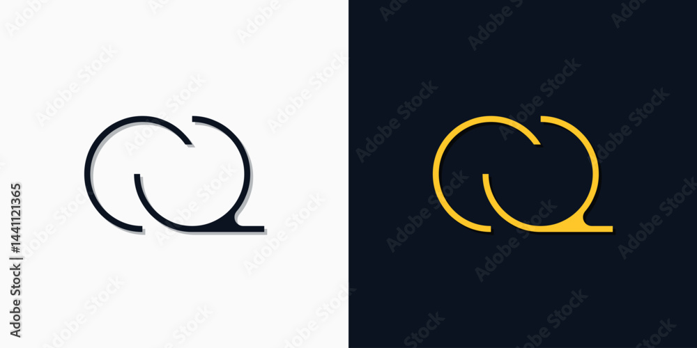 Obraz premium Minimalist abstract initial letters CQ logo