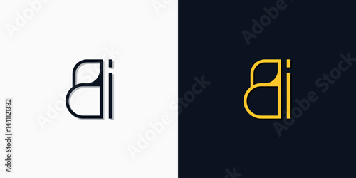 Minimalist abstract initial letters BI logo
