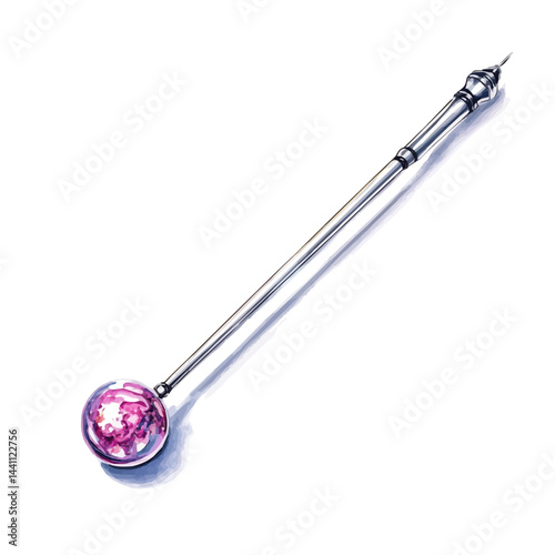 Nano-probe Tip Measuring Atomic Distance, vector watercolor illustration, isolated on a white background.