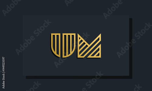 Elegant line art initial letter  UM  logo.