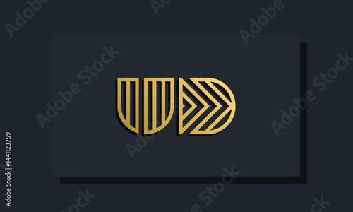 Elegant line art initial letter  UD  logo.