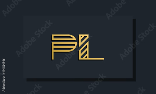 Elegant line art initial letter  PL  logo.