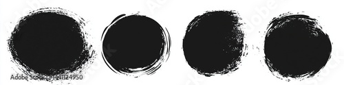 This modern realistic illustration features spray paint circles isolated on a white background, complete with round black signs, ink splatter, and elements of grungy street art and distressed