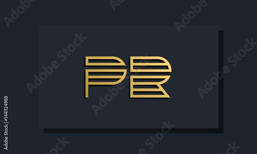 Elegant line art initial letter  PR  logo.