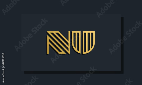 Elegant line art initial letter  NU  logo.