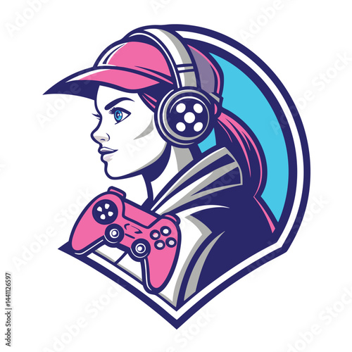 Female gamer profile illustration