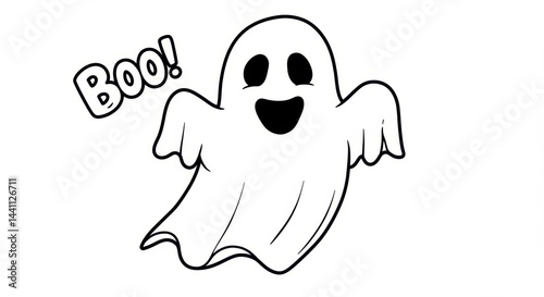 Friendly Ghost Outline for Coloring